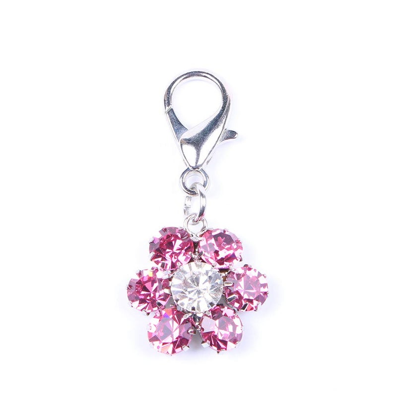 SKS PET Bling Rhinestones Flower Charm Pendant Jewelry for Female Pet Dog Cat Necklace Collar Accessory (Pink) - Image 1